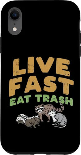 Vista 24 de iPhone 16 Fast Live Eat Trash Raccoon Opossum Skunk Street Cats Gift Case