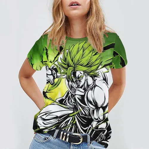 Vista 4 de Saiyajin Broly - Camisetas casuales para hombre, manga corta, unisex, cuello redondo, camisetas para jóvenes y adultos