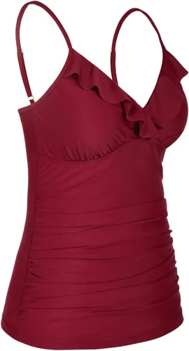 Vista 3 de Hilor Tankini para mujer con volantes fruncidos y cuello en V