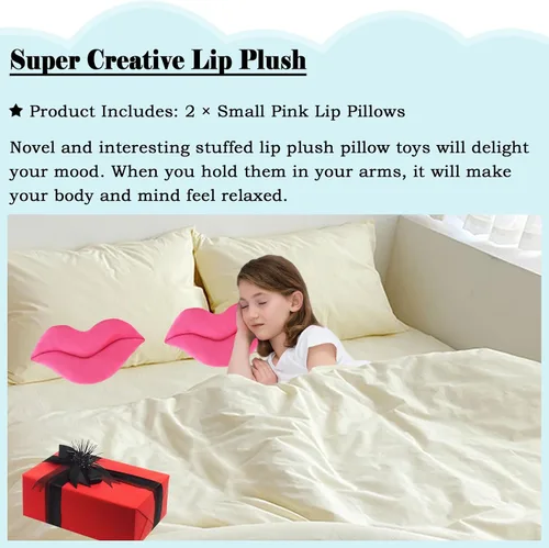 Vista 5 de zhidiloveyou 2PCS 11" Lip Plush Pink Small Decor Pillow Lindo Hug Toy Soft Lip Shaped Cushion