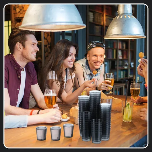 Vista 5 de Tioncy 100 vasos de chupito de plástico neón de 1 oz, vasos de chupito desechables de colores, mini vasos de fiesta para beber para cóctel, whisky