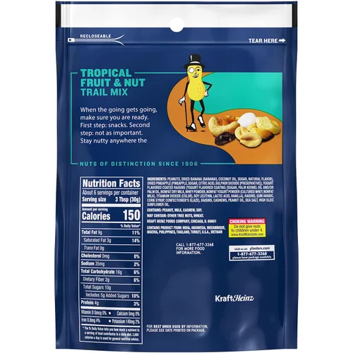 Vista 2 de Planters Frutas tropicales y frutos secos, mezcla de frutos secos, 6 onzas