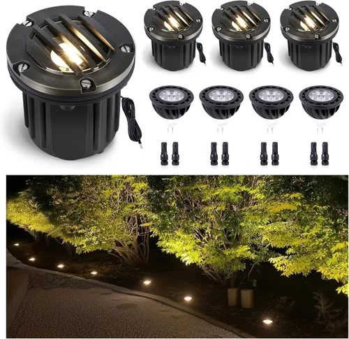 Vista 12 de Gardenreet Luz de pozo de latón - Iluminación de paisaje impermeable para exteriores de 12V LED enterrada, lámpara de bajo voltaje con bombilla