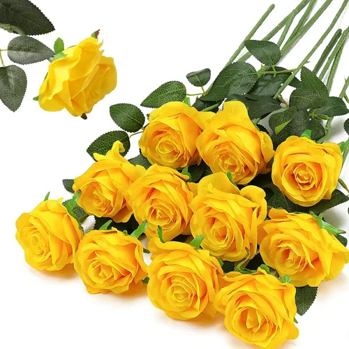 Vista 17 de Rosas artificiales negras – 10 piezas de rosas artificiales falsas de seda con tallos para decoración del hogar, boda, hotel, oficina, centro de mesa