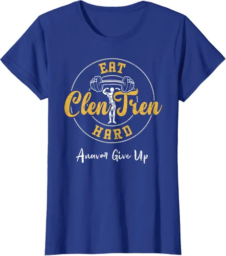 Vista 53 de Culturismo: Comer Clen Tren Hard Anavar Give Up - Camiseta de gimnasio, Negro