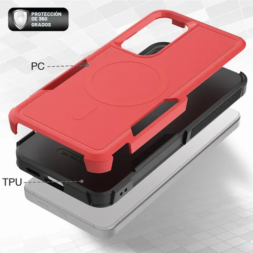 Vista 6 de Dionsibei Funda protectora diseñada para Samsung Galaxy S25 Plus, Galaxy S24 Plus, 2 en 1, grado militar, resistente, a prueba de golpes, para Rojo