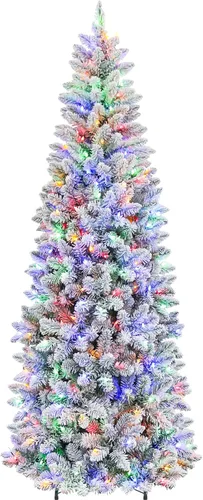 Vista 16 de Hykolity Árbol de Navidad flocado delgado preiluminado de 7.5 pies con 240 Doble color flocado