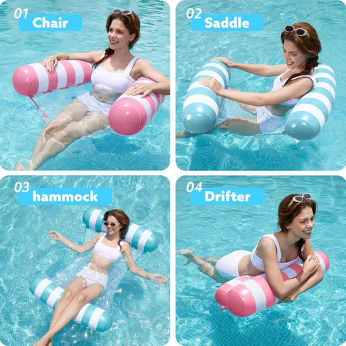 Vista 2 de SLOOSH 2 Packs Hammock Pool Floats Adults, 4-in-1 Multi-Purpose Inflatable Pool Floats PVC Water Hammock Lounge Floaties
