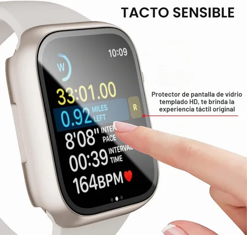Vista 3 de Paquete de 6 fundas para Apple Watch Series 9, Series 8, Series 7 de 1.61 pulgadas, funda con protector de pantalla de vidrio templado incorporado