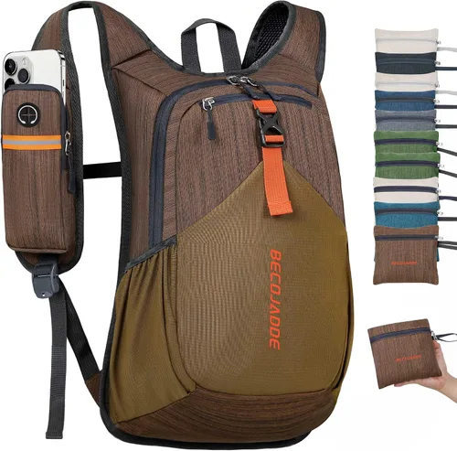 Vista 24 de BECOJADDE - Mochila de senderismo pequeña de 15 L para hombres y mujeres, plegable, ultraligera, para viajes, camping, actividades al aire libre