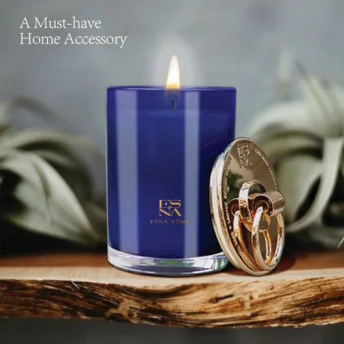 Vista 6 de Velas de soja de mango y madera de teca altamente perfumadas Aceites esenciales de lavanda Clean Burn Alivio del estrés Aceites esenciales