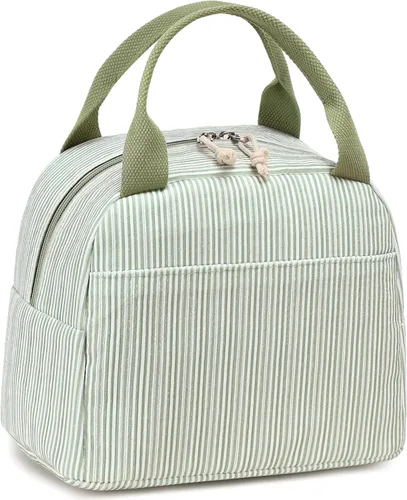 Vista 42 de Bluboon Bolsa de almuerzo para mujer, bonita bolsa de almuerzo de pana con correa para el hombro, reutilizable, aislada, gran capacidad