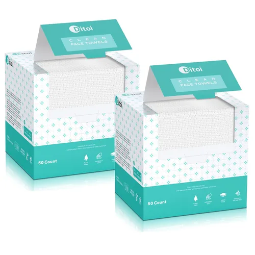 Vista 10 de Toallas faciales, toallas faciales desechables de 10 x 12 pulgadas, toallas faciales XL, toallitas secas ultra suaves para eliminar el maquillaje