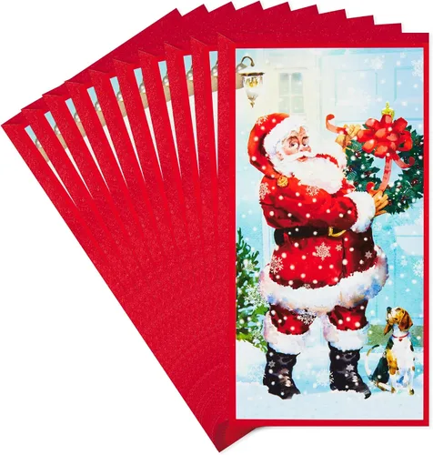 Vista 8 de Hallmark - Paquete de tarjeteros para Navidad o tarjetas de regalo, Poinsettias muy alegres (10 tarjetas con sobres)