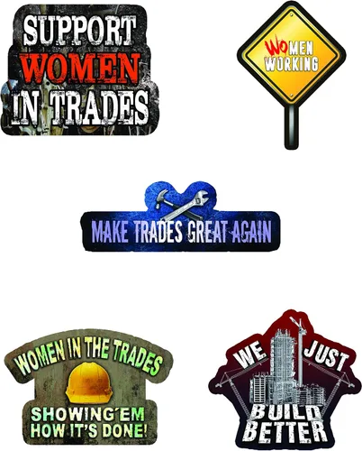 Vista 5 de Pegatinas Women in Trades - Pegatinas para mujeres en la construcción - Paquete de 26 Pegatinas de chica herramienta, Constuction Women