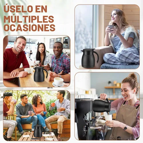 Vista 6 de Uiifan - 2 jarras térmicas de café de 17 onzas, olla aislada al vacío Negro