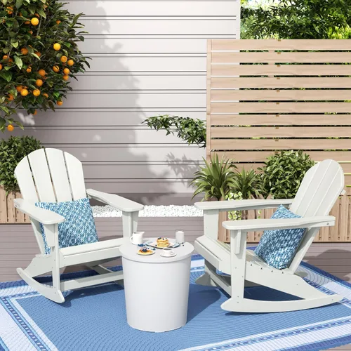 Vista 122 de WestinTrends Silla mecedora Malibu de poliéster para exterior/patio Adirondack, Negra
