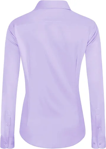 Vista 2 de J.VER Camisas de vestir para mujer, de manga larga, con botones, sin arrugas, blusa de trabajo sólida