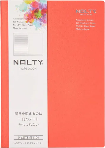 Vista 2 de NOLTY NTBNT1104 - Cuaderno A5, asimétrico, rayado de 0.24 pulgadas (0.236 in), cuadrado con puntos, naranja