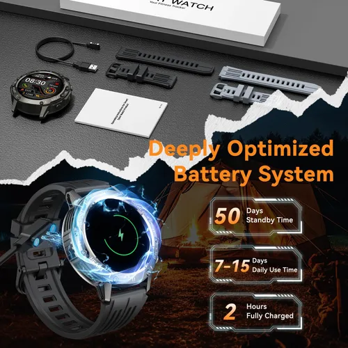Vista 8 de Smart Watch for Men Fitness Tracker: Smart Watches for Android Phones iPhone Bluetooth Waterproof Make Answer Call Digital Mens Watches Heart Rate