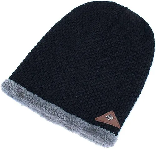 Vista 4 de Gorro de invierno para hombre y mujer, gorro de punto grande con forro polar grueso para uso diario