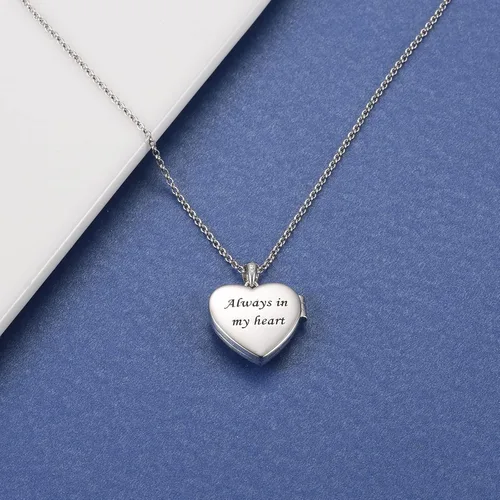 Vista 4 de APOTIE Collar con medallón para mascotas que sostiene fotos de fotos plata 925 colgante conmemorativo de corazón joyería para mujeres y niñas Plata