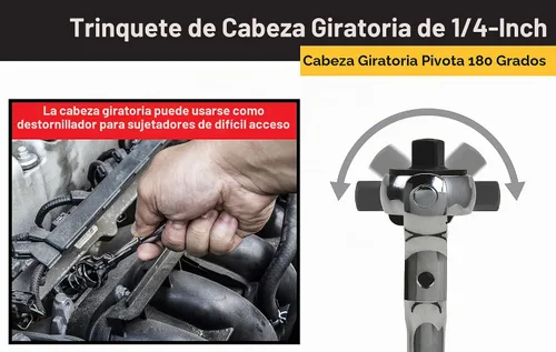 Vista 5 de Titan 11066 Trinquete de cabeza giratoria de 1/4 pulgadas x 5-5/8 pulgadas y 72 dientes