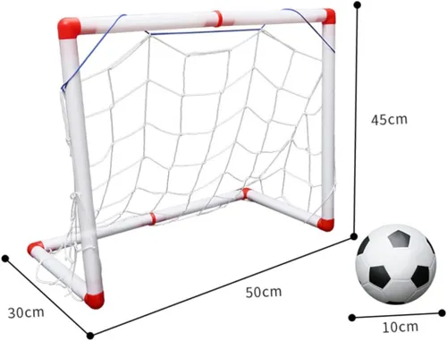 Vista 2 de Mini portería de fútbol con fútbol e inflador, red deportiva plegable para interiores para puerta de fútbol portátil resistente a la intemperie