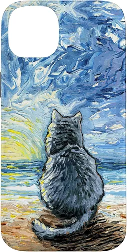 Vista 15 de Nebelung Gray Cat Starry Night Persian Russian Blue Art Case for iPhone 17
