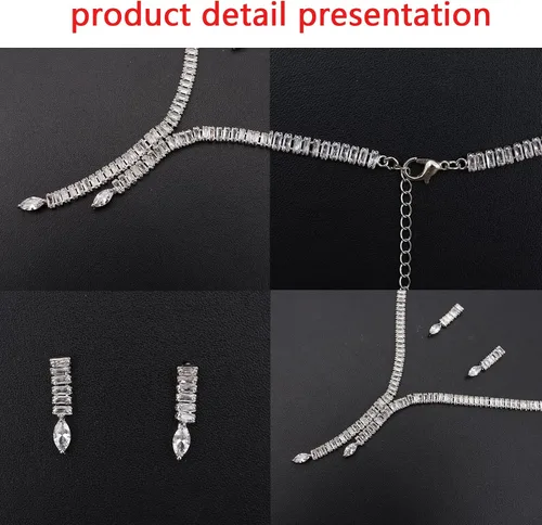Vista 4 de Collar con colgante de circonita cúbica para niñas y mujeres, collar de letras delicadas para mujeres y niñas, conjunto de joyas para mujeres
