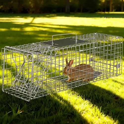 Vista 8 de ZENY Jaula de acero para animales vivos, jaula de roedores para conejos, gatos callejeros, ardillas, mapaches, topos, topes, pollo, zarigüeya