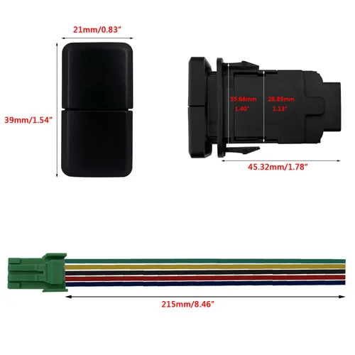 Vista 2 de Compresor de aire y Interruptor de botón doble de bloqueo de diferencial trasero para Toyota Tacoma Prado Fortuner Hilux 39mm X 21mm
