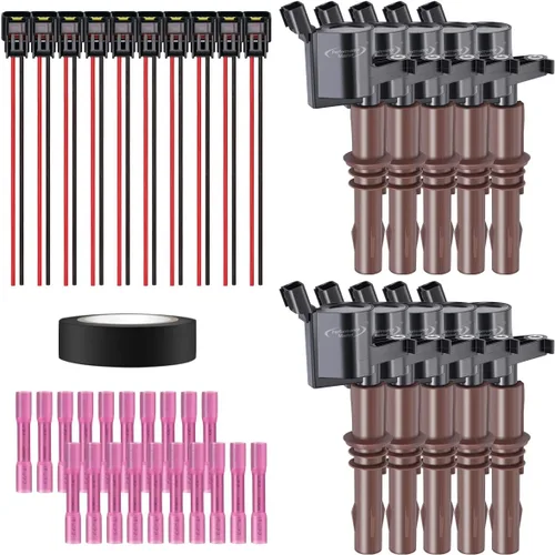 Vista 26 de Juego de 4 bobinas de encendido y arnés de cableado con conector pigtail compatible con Accord Odyssey Acura Saturn 3.0L 3.2L 3.5L V6 C1221 UF242