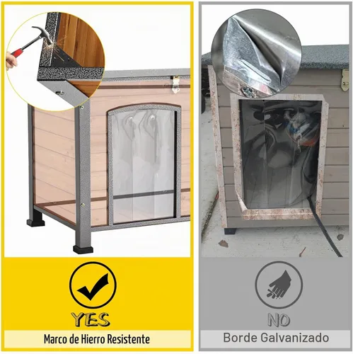 Vista 2 de Aivituvin - Casa para perros de madera para exteriores e interiores, para invierno, con patas elevadas, resistente a la intemperie, para perros