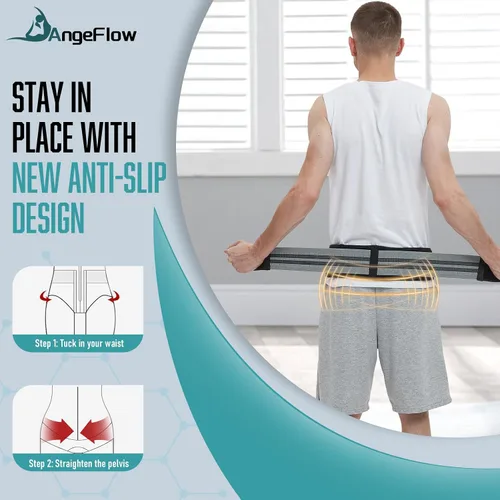 Vista 4 de Cinturón sacroilíaco para mujeres y hombres – Cinturón de articulación SI utilizado para aliviar la ciática, articulaciones, pelvis, espalda baja