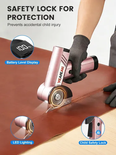 Vista 5 de Cordless Electric Scissors - Smart Display & 4-speed Settings, Rechargeable Cardboard Cutter Electric for Fabric, Leather, Padding & Cardboard