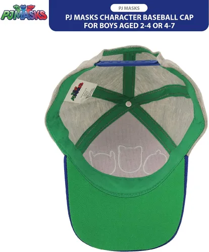 Vista 6 de PJ Masks Gorra de béisbol para niños, Catboy, Owlette, Gekko con ala curvada y cierre a presión (2T-7)