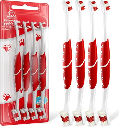 Vista 8 de Cepillo de dientes para mascotas para perros, gatos con cerdas suaves, fácil limpieza de dientes y cuidado dental, cepillo de dientes antideslizante