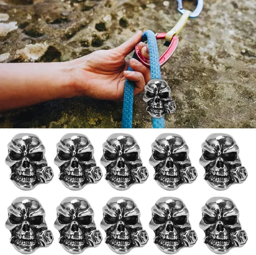 Vista 7 de plplaaoo Cuentas de calavera de aleación de 0.2 pulgadas, 10 cuentas de calavera, cuentas de paracaídas, cuentas de calavera para hacer joyas