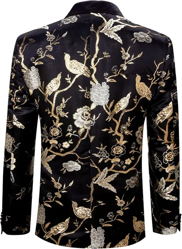 Vista 2 de Barry.Wang Blazer para hombre, abrigo deportivo de cachemira, chaqueta de traje ligero, esmoquin regular, flores, Mardi Gras, regalo de carnaval