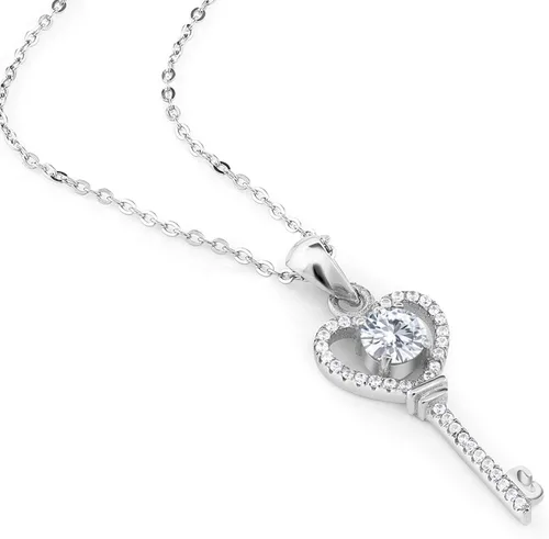Vista 40 de Gem Stone King Collar con dije de llave de corazón para mujer, plata de ley 925, piedra natal de piedras preciosas, redondo de 0.197 in, con cadena