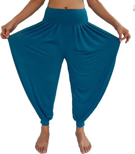 Vista 23 de Lovely Creations Pantalones holgados con cintura elástica y harem Aladdin para mujer