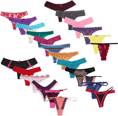Vista 2 de WDX Variedad de bragas para mujer, ropa interior de 20 unidades, tangas sexys hipster (S)