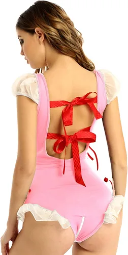 Vista 2 de ACSUSS Disfraz sexy de sirvienta para mujer, de manga corta, adorable traje de baño