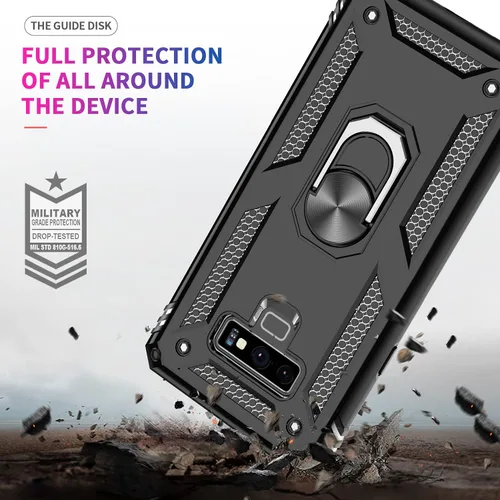 Vista 7 de LeYi Funda para Samsung Galaxy Note 9 con protector de pantalla curvado 3D, grado militar, a prueba de golpes, con soporte de anillo y soporte