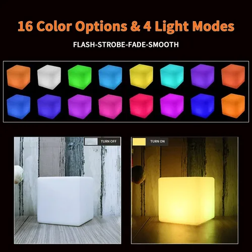 Vista 2 de Luz LED en cubo, luz nocturna inalámbrica de 4 pulgadas para niños, lámpara de estado de ánimo recargable con 16 colores cambiantes, cubo cósmico