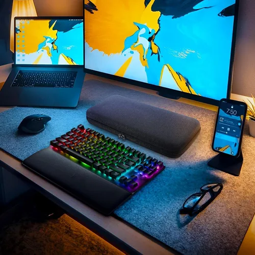 Vista 5 de Linkidea Funda rígida de viaje para teclado TKL Tenkeyless, computadora de 87 teclas inalámbrica/con cable, funda de transporte de teclado