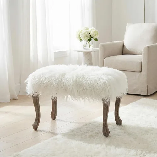Vista 2 de Cortesi Home Harlow Bench Ottoman, 26 pulgadas, color blanco