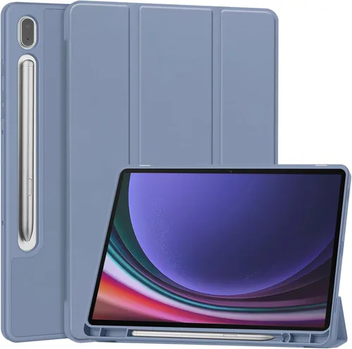 Vista 8 de Miimall Funda compatible con Samsung Galaxy Tab S9 2023, funda ultradelgada con triple soporte, de piel suave, poliuretano termoplástico duradero, a