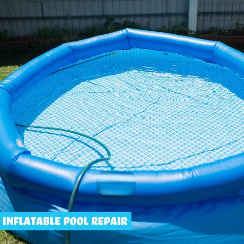 Vista 9 de Nuanchu Parche de vinilo autoadhesivo de reparación de PVC de 12 x 40 pulgadas para casa de rebote, natación, piscinas sobre el suelo, lanchas Azul